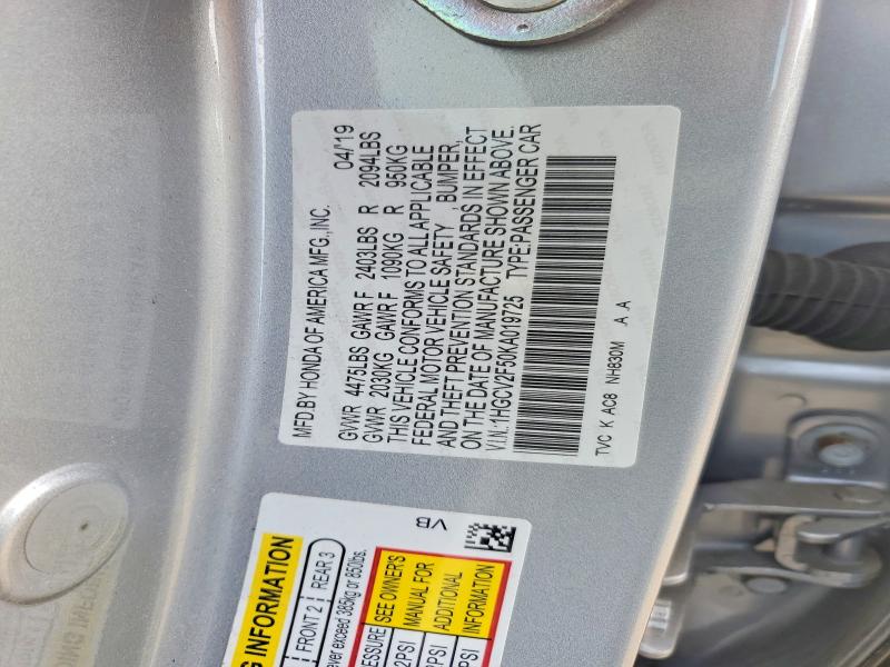 Aukcja sprzedaży 2019 Honda Accord, vin: 1HGCV2F50KA019725, numer aukcji: 53241436