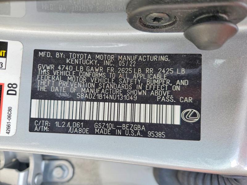 2022 Lexus Es 350 მანქანა იყიდება აუქციონზე, vin: 58ADZ1B14NU131049, აუქციონის ნომერი: 51624866