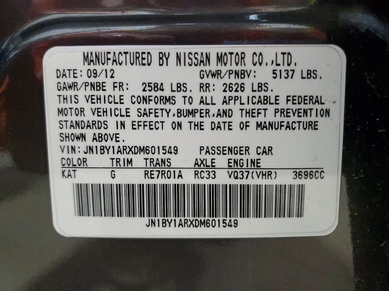 Продажа на аукционе авто 2013 Infiniti M37, vin: JN1BY1ARXDM601549, номер лота: 54259396