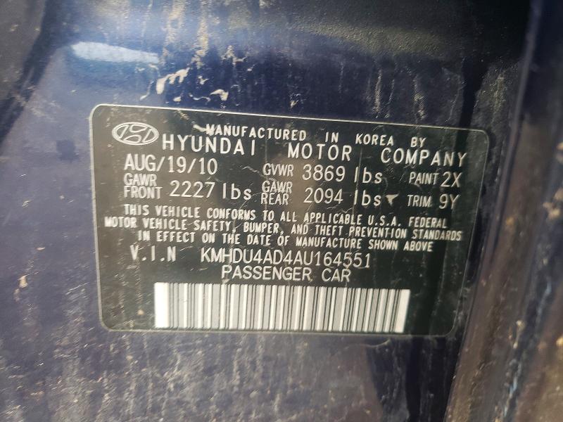 52552556 :رقم المزاد ، KMHDU4AD4AU164551 vin ، 2010 Hyundai Elantra مزاد بيع
