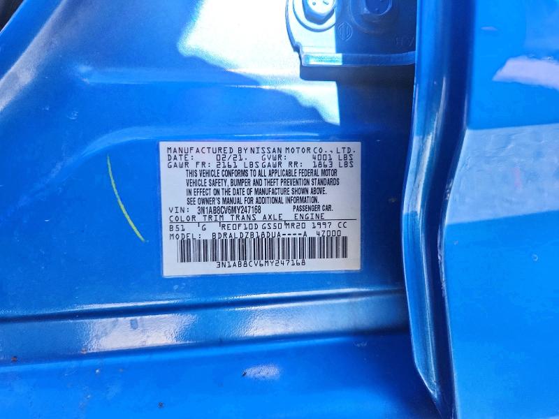 Aukcja sprzedaży 2021 Nissan Sentra, vin: 3N1AB8CV6MY247168, numer aukcji: 53464836