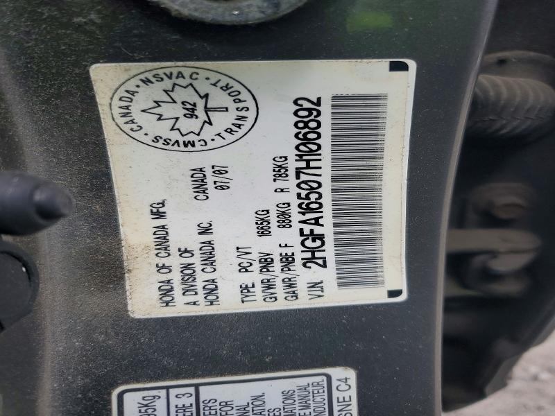 Aukcja sprzedaży 2007 Honda Civic, vin: 2HGFA16507H106892, numer aukcji: 50745286