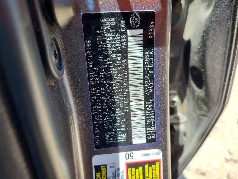 Продажа на аукционе авто 2019 Toyota Camry, vin: 4T1B31HK7KU517198, номер лота: 51918076