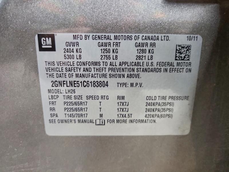 Aukcja sprzedaży 2012 Chevrolet Equinox, vin: 2GNFLNE51C6183804, numer aukcji: 52228966