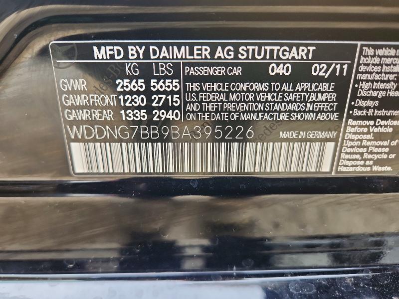 Aukcja sprzedaży 2011 Mercedes-benz S, vin: WDDNG7BB9BA395226, numer aukcji: 53352086