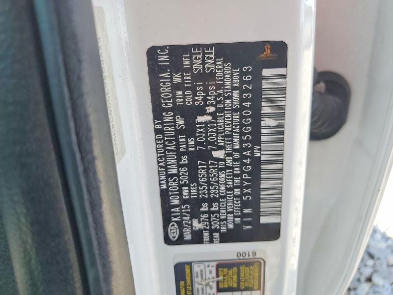 Продажа на аукционе авто 2016 Kia Sorento, vin: 5XYPG4A35GG043263, номер лота: 53052796