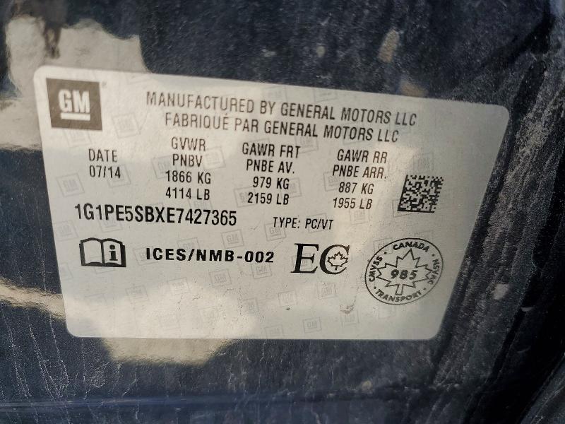 Продаж на аукціоні авто 2014 Chevrolet Cruze, vin: 1G1PE5SBXE7427365, номер лоту: 52890206