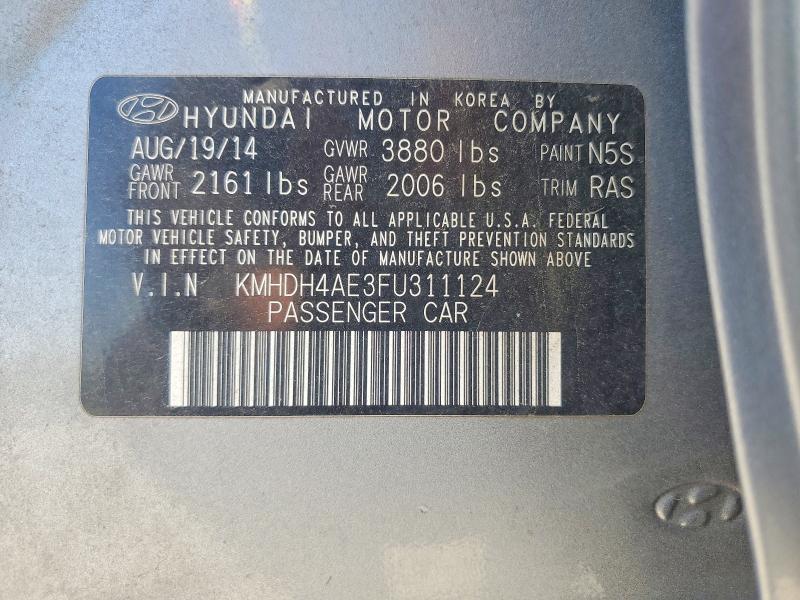 Продаж на аукціоні авто 2015 Hyundai Elantra, vin: KMHDH4AE3FU311124, номер лоту: 53089456