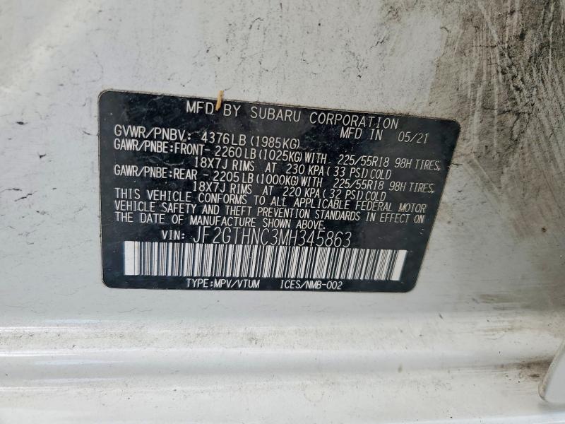2021 Subaru Crosstrek მანქანა იყიდება აუქციონზე, vin: JF2GTHNC3MH345863, აუქციონის ნომერი: 54437336