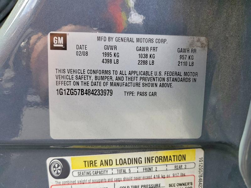 Aukcja sprzedaży 2008 Chevrolet Malibu, vin: 1G1ZG57B484233979, numer aukcji: 52425036