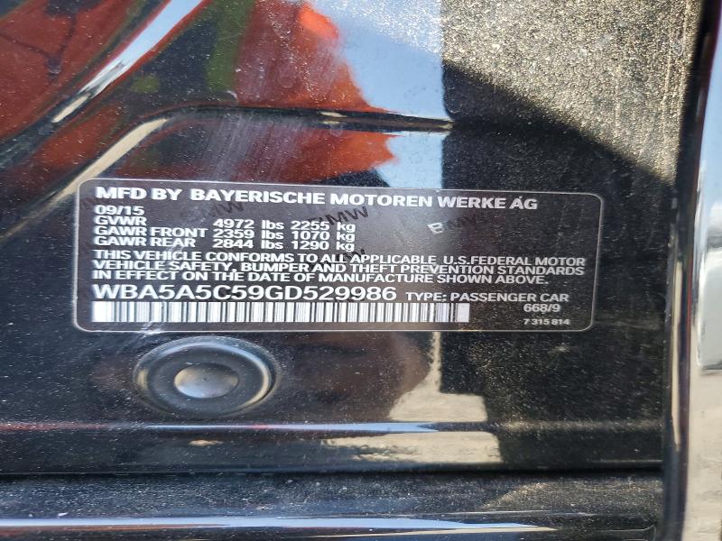 2016 Bmw 528 მანქანა იყიდება აუქციონზე, vin: WBA5A5C59GD529986, აუქციონის ნომერი: 53079596