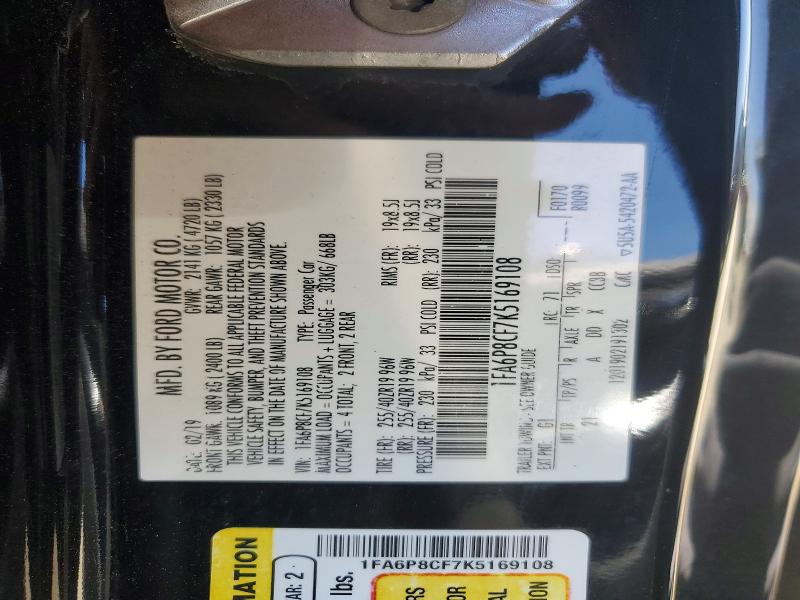 55559246 :رقم المزاد ، 1FA6P8CF7K5169108 vin ، 2019 Ford Mustang مزاد بيع