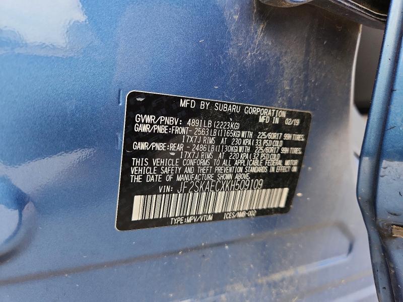 Продажа на аукционе авто 2019 Subaru Forester, vin: JF2SKAECXKH509109, номер лота: 55230506