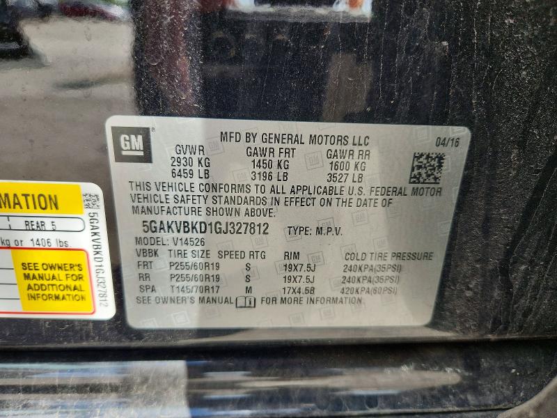 Aukcja sprzedaży 2016 Buick Enclave, vin: 5GAKVBKD1GJ327812, numer aukcji: 52573826