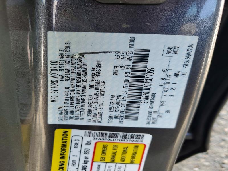 55211686 :رقم المزاد ، 3FA6P0LU7DR379059 vin ، 2013 Ford Fusion مزاد بيع