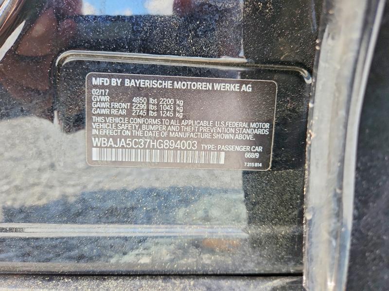 53966566 :رقم المزاد ، WBAJA5C37HG894003 vin ، 2017 Bmw 530 مزاد بيع