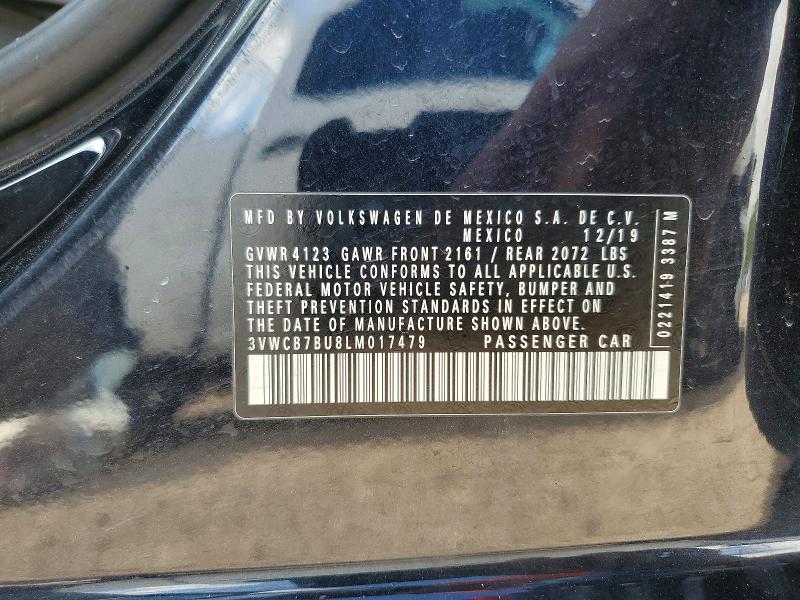 54635636 :رقم المزاد ، 3VWCB7BU8LM017479 vin ، 2020 Volkswagen Jetta مزاد بيع
