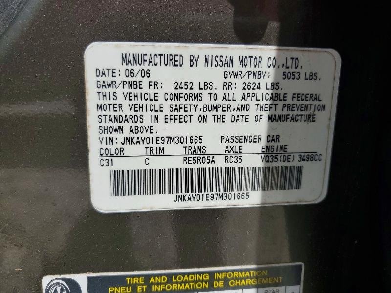 Продаж на аукціоні авто 2007 Infiniti M35, vin: JNKAY01E97M301665, номер лоту: 53367936