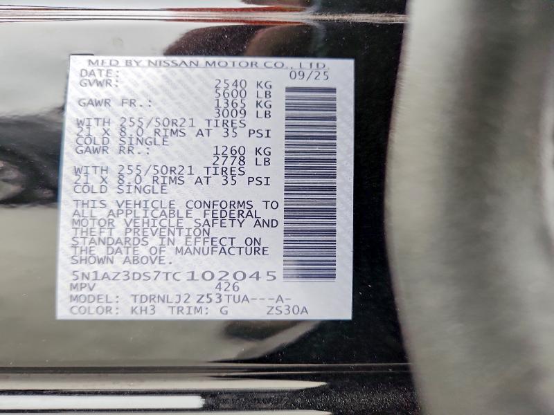 Aukcja sprzedaży 2026 Nissan Murano, vin: 5N1AZ3DS7TC102045, numer aukcji: 52165596