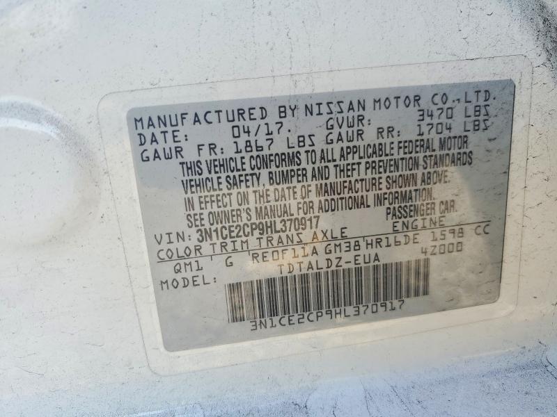 Продаж на аукціоні авто 2017 Nissan Versa Note, vin: 3N1CE2CP9HL370917, номер лоту: 52899536