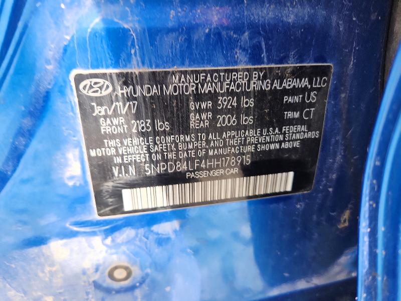 54495606 :رقم المزاد ، 5NPD84LF4HH178915 vin ، 2017 Hyundai Elantra مزاد بيع