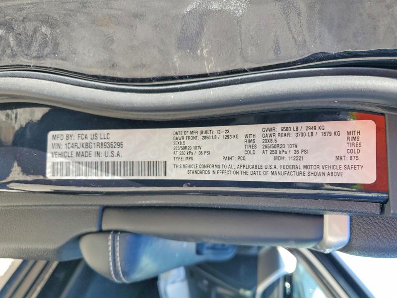 2024 Jeep Grand Cherokee მანქანა იყიდება აუქციონზე, vin: 1C4RJKBG1R8936296, აუქციონის ნომერი: 51956816