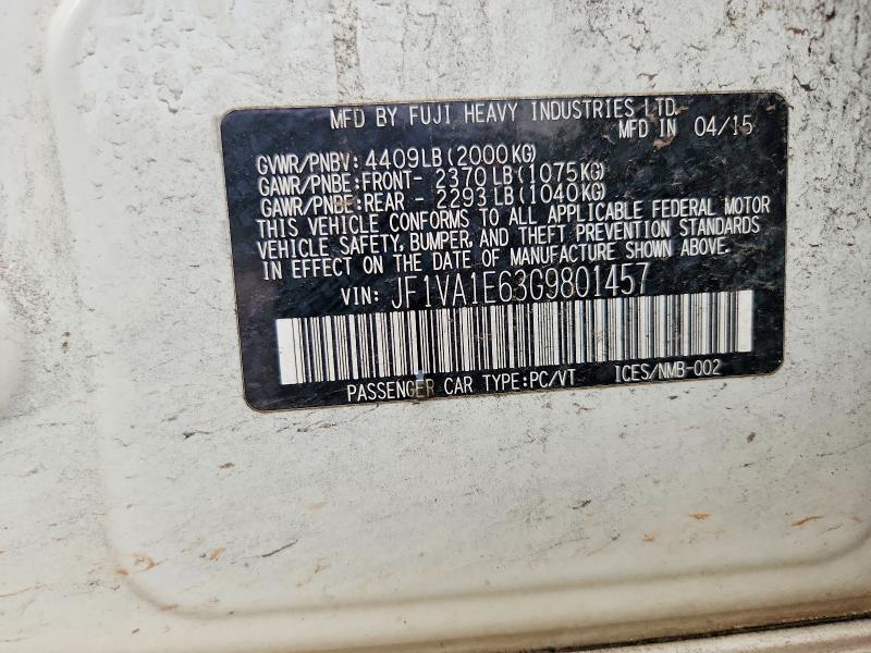 Продаж на аукціоні авто 2016 Subaru Wrx, vin: JF1VA1E63G9801457, номер лоту: 54185086