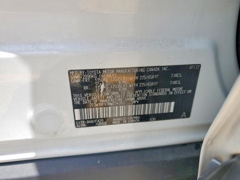 53668106 :رقم المزاد ، 2T3W1RFV3NW214353 vin ، 2022 Toyota Rav4 مزاد بيع