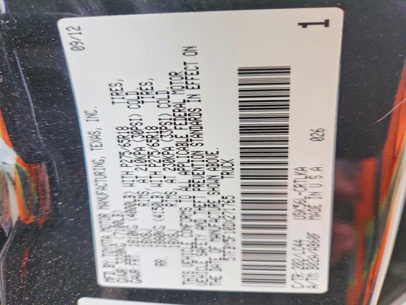 Продаж на аукціоні авто 2013 Toyota Tundra, vin: 5TFBY5F10DX271765, номер лоту: 54283996