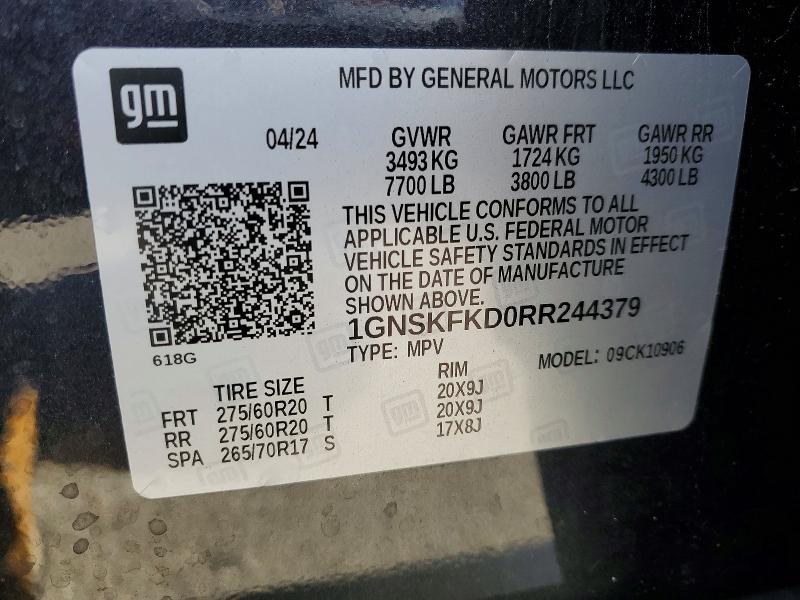 Продажа на аукционе авто 2024 Chevrolet Suburban, vin: 1GNSKFKD0RR244379, номер лота: 51265636