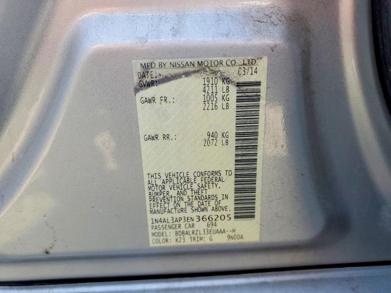 Aukcja sprzedaży 2014 Nissan Altima, vin: 1N4AL3AP3EN366205, numer aukcji: 52586746