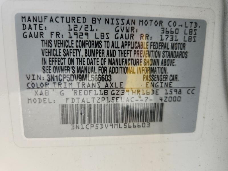 Aukcja sprzedaży 2021 Nissan Kicks, vin: 3N1CP5DV9ML566603, numer aukcji: 54170816