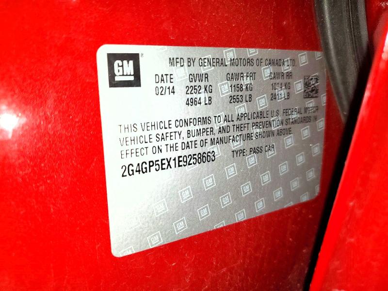 2014 Buick Regal მანქანა იყიდება აუქციონზე, vin: 2G4GP5EX1E9258663, აუქციონის ნომერი: 53092756
