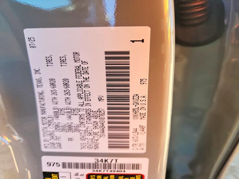 Aukcja sprzedaży 2025 Toyota Sequoia, vin: 7SVAAABA4SX070257, numer aukcji: 53136616