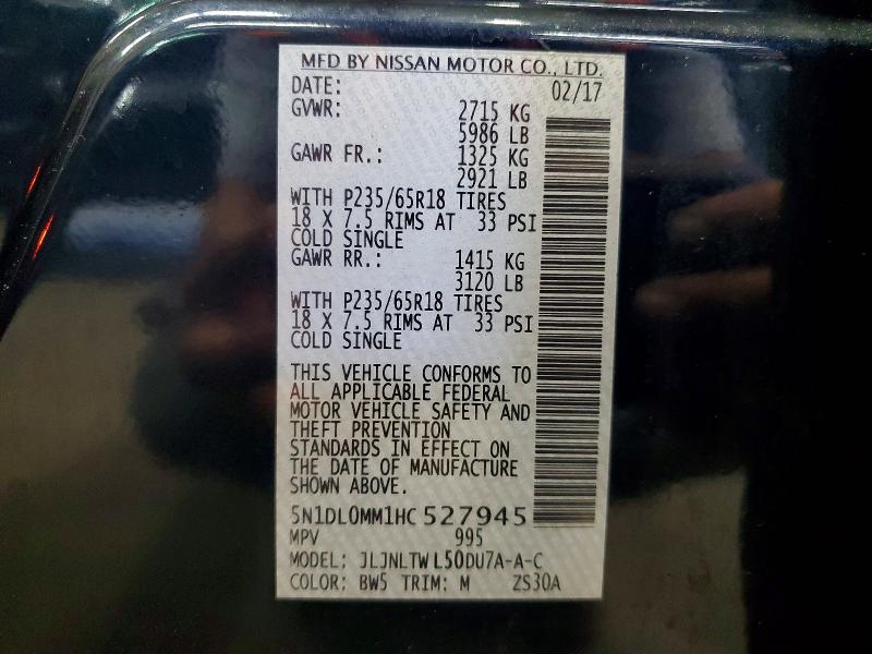 Aukcja sprzedaży 2017 Infiniti Qx60, vin: 5N1DL0MM1HC527945, numer aukcji: 55371396