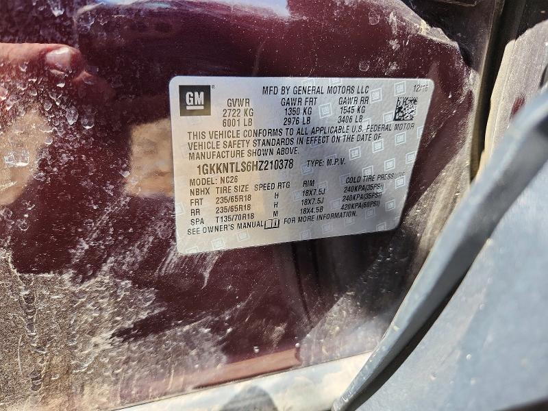 55004866 :رقم المزاد ، 1GKKNTLS6HZ210378 vin ، 2017 Gmc Acadia مزاد بيع