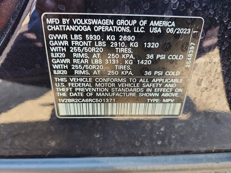 Aukcja sprzedaży 2024 Volkswagen Atlas, vin: 1V2BR2CA6RC501371, numer aukcji: 54342196