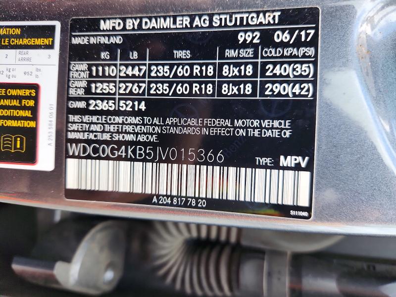 2018 Mercedes-benz Glc მანქანა იყიდება აუქციონზე, vin: WDC0G4KB5JV015366, აუქციონის ნომერი: 53624936