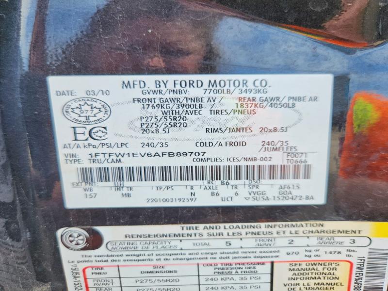 Auction sale of the 2010 Ford F150, vin: 1FTFW1EV6AFB89707, lot number: 54728836