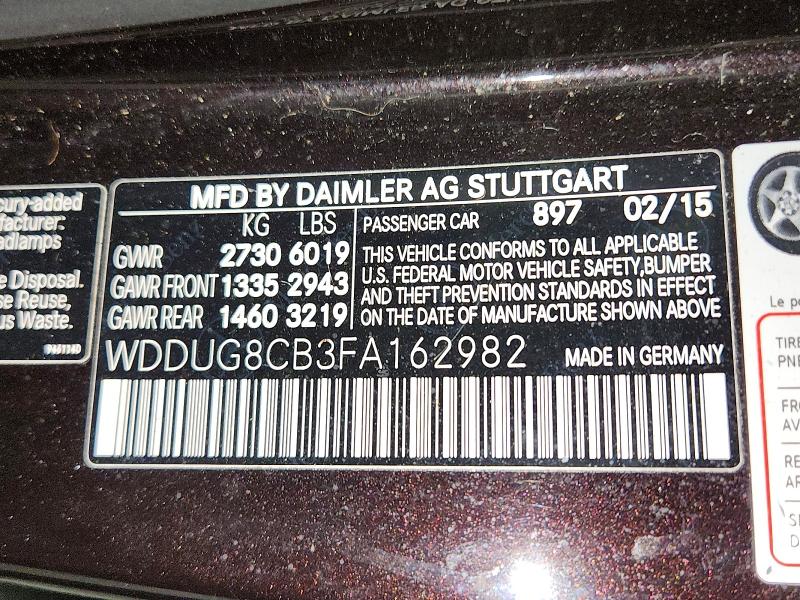 2015 Mercedes-benz S მანქანა იყიდება აუქციონზე, vin: WDDUG8CB3FA162982, აუქციონის ნომერი: 52571646
