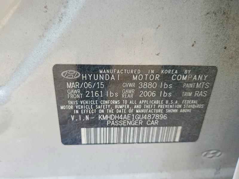 Продажа на аукционе авто 2016 Hyundai Elantra, vin: KMHDH4AE1GU487896, номер лота: 51811636