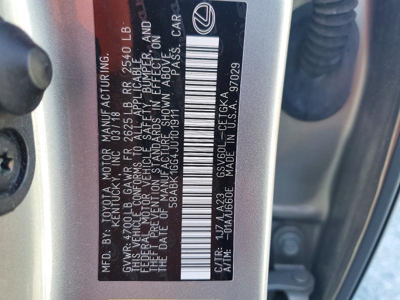Aukcja sprzedaży 2018 Lexus Es, vin: 58ABK1GG4JU101911, numer aukcji: 53441516