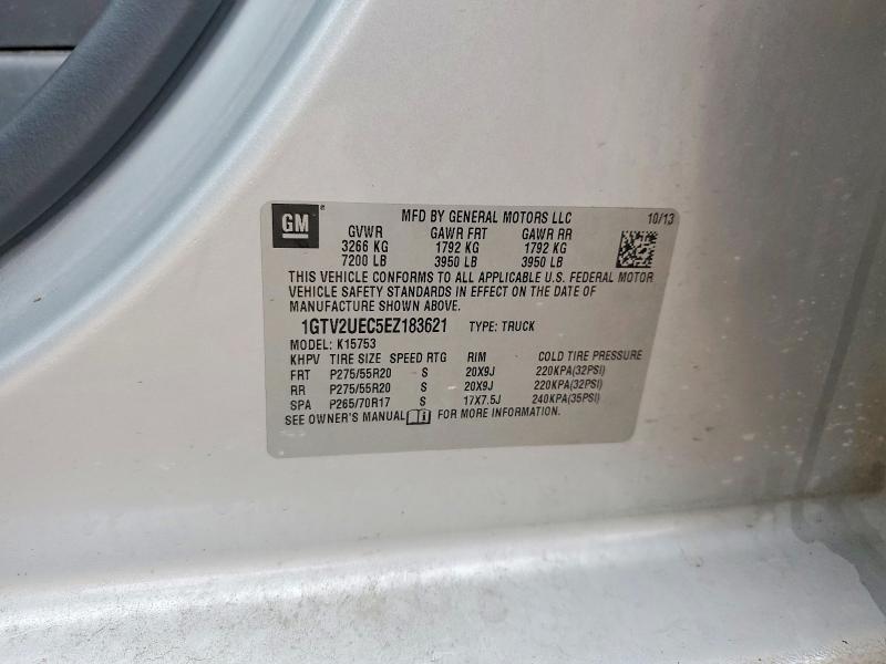 52479446 :رقم المزاد ، 1GTV2UEC5EZ183621 vin ، 2014 Gmc Sierra مزاد بيع