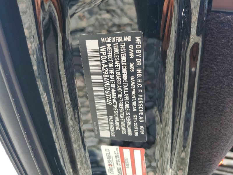 55125796 :رقم المزاد ، WP0AA29849U760749 vin ، 2009 Porsche Cayman مزاد بيع