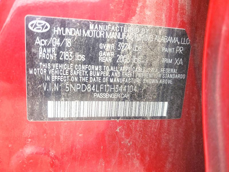 54187346 :رقم المزاد ، 5NPD84LF1JH344104 vin ، 2018 Hyundai Elantra مزاد بيع
