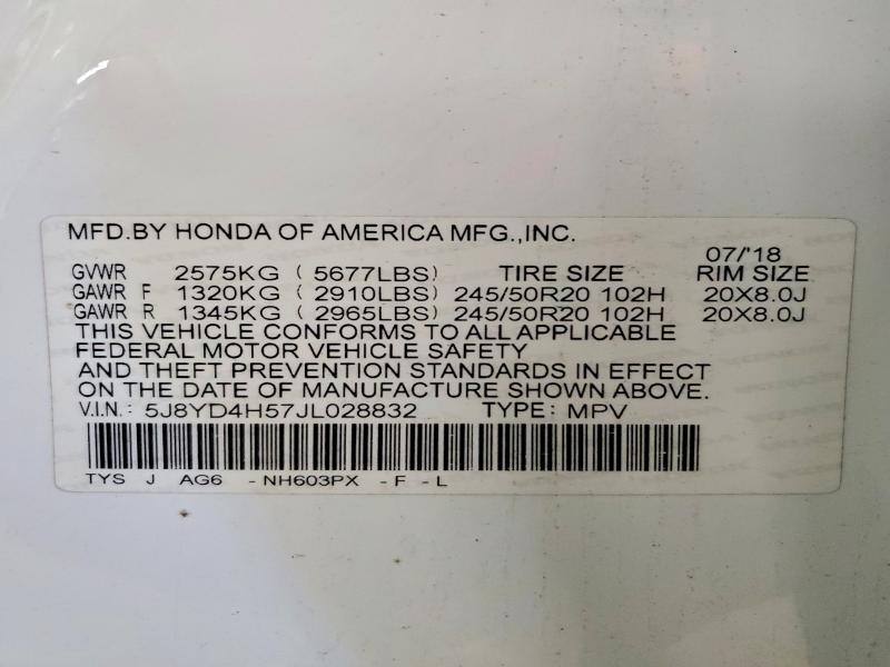 2018 Acura Mdx მანქანა იყიდება აუქციონზე, vin: 5J8YD4H57JL028832, აუქციონის ნომერი: 55592066