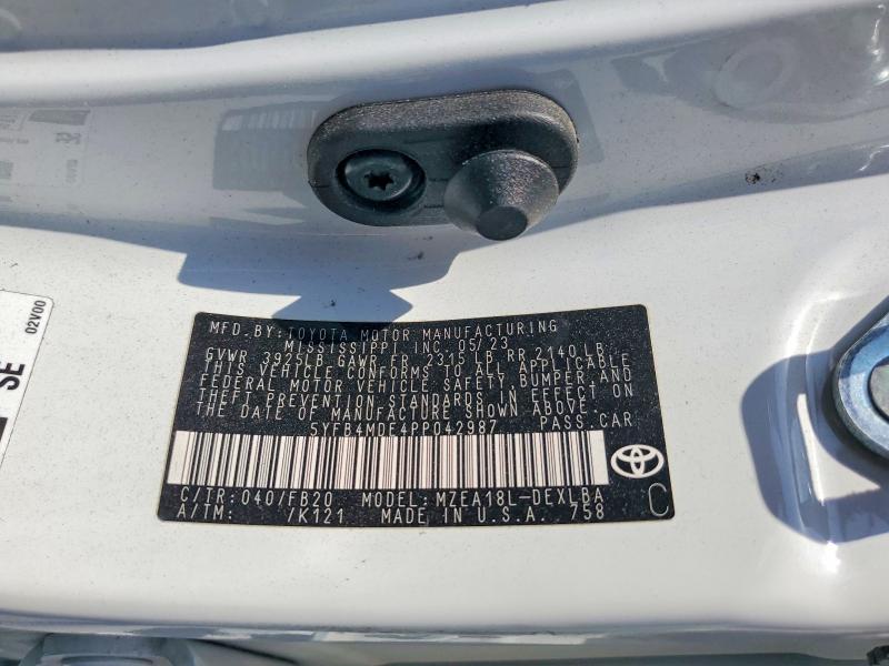 Продажа на аукционе авто 2023 Toyota Corolla, vin: 5YFB4MDE4PP042987, номер лота: 54661026