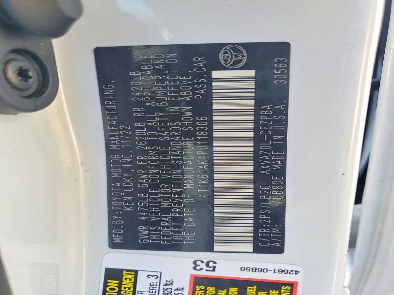 2023 Toyt Camry მანქანა იყიდება აუქციონზე, vin: 4T1K61AK4PU118306, აუქციონის ნომერი: 52872116