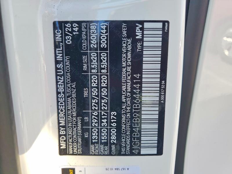 Aukcja sprzedaży 2026 Mercedes-benz Gle, vin: 4JGFB4EB9TB644414, numer aukcji: 53238076