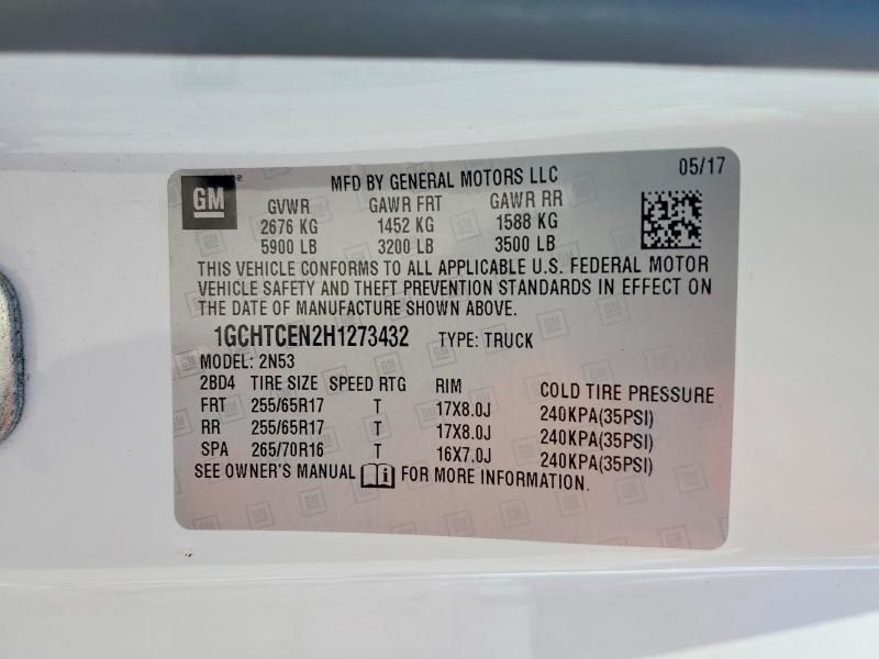 2017 Chevrolet Colorado მანქანა იყიდება აუქციონზე, vin: 1GCHTCEN2H1273432, აუქციონის ნომერი: 53849916